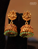 Grand Temple Lakshmi Emerald Green Beads Haaram Set