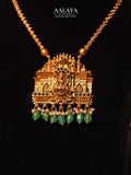 Grand Temple Lakshmi Emerald Green Beads Haaram Set