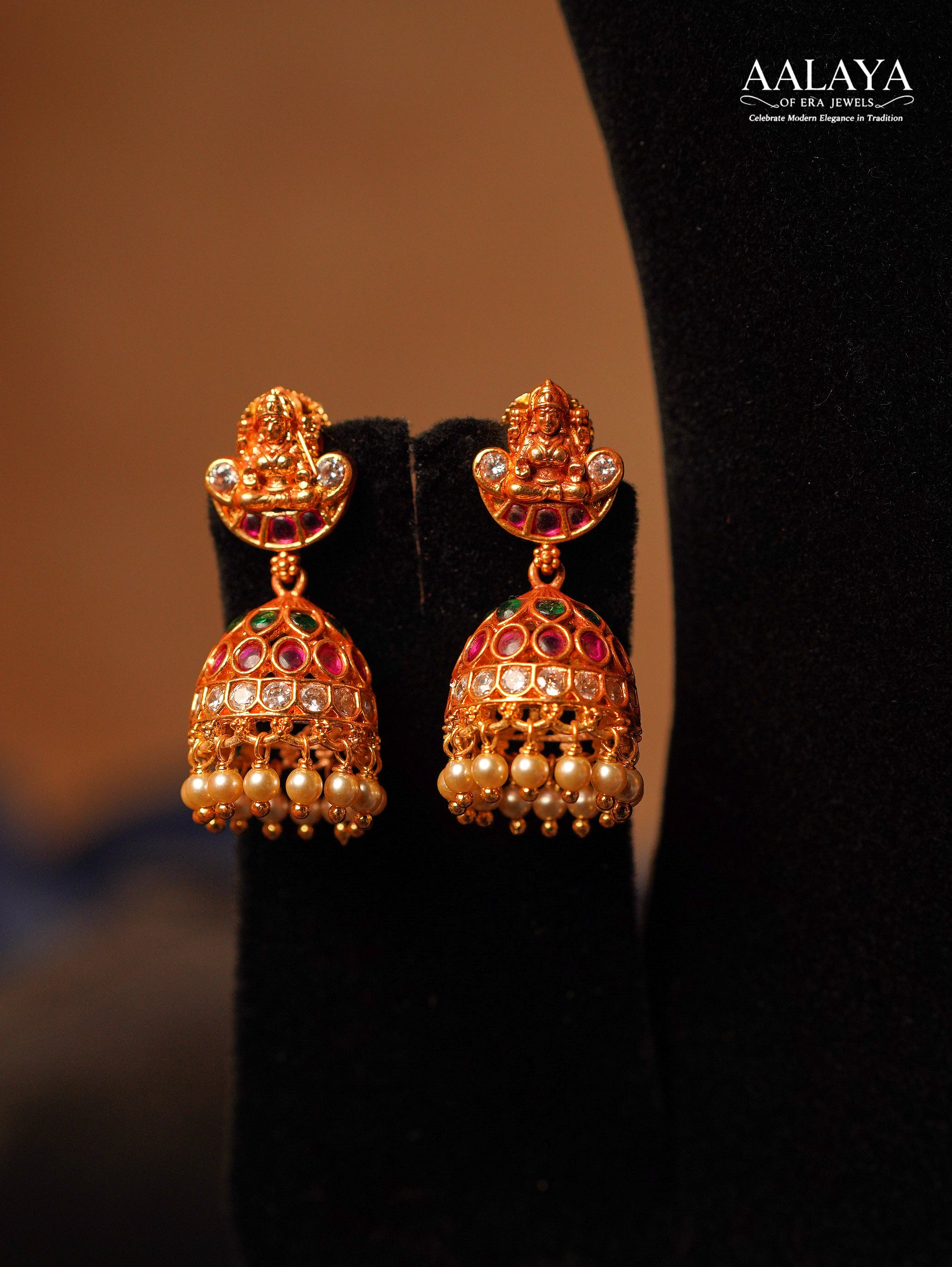 Three Layered Pearl Lakshmi Pendant Haaram Set