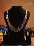Multi-Layered Gold Chain with Pastel Stone Haaram Set