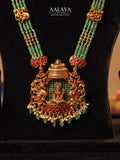 Aalaya Divine Lakshmi Green Bead Choker & Haaram Set