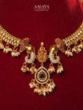 Kundan Temple Elephant Hasli Necklace Set