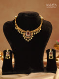 Floral Ruby Diamond Pearl Hasli Necklace Set