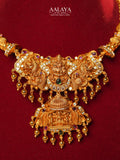 Lakshmi Peacock Antique Gold Hasli Necklace Set