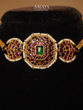 Gold-Toned Moon Kundan Medallion Choker Set
