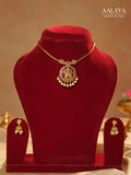 Lakshmi Pendant Choker Set with Pearl Drops