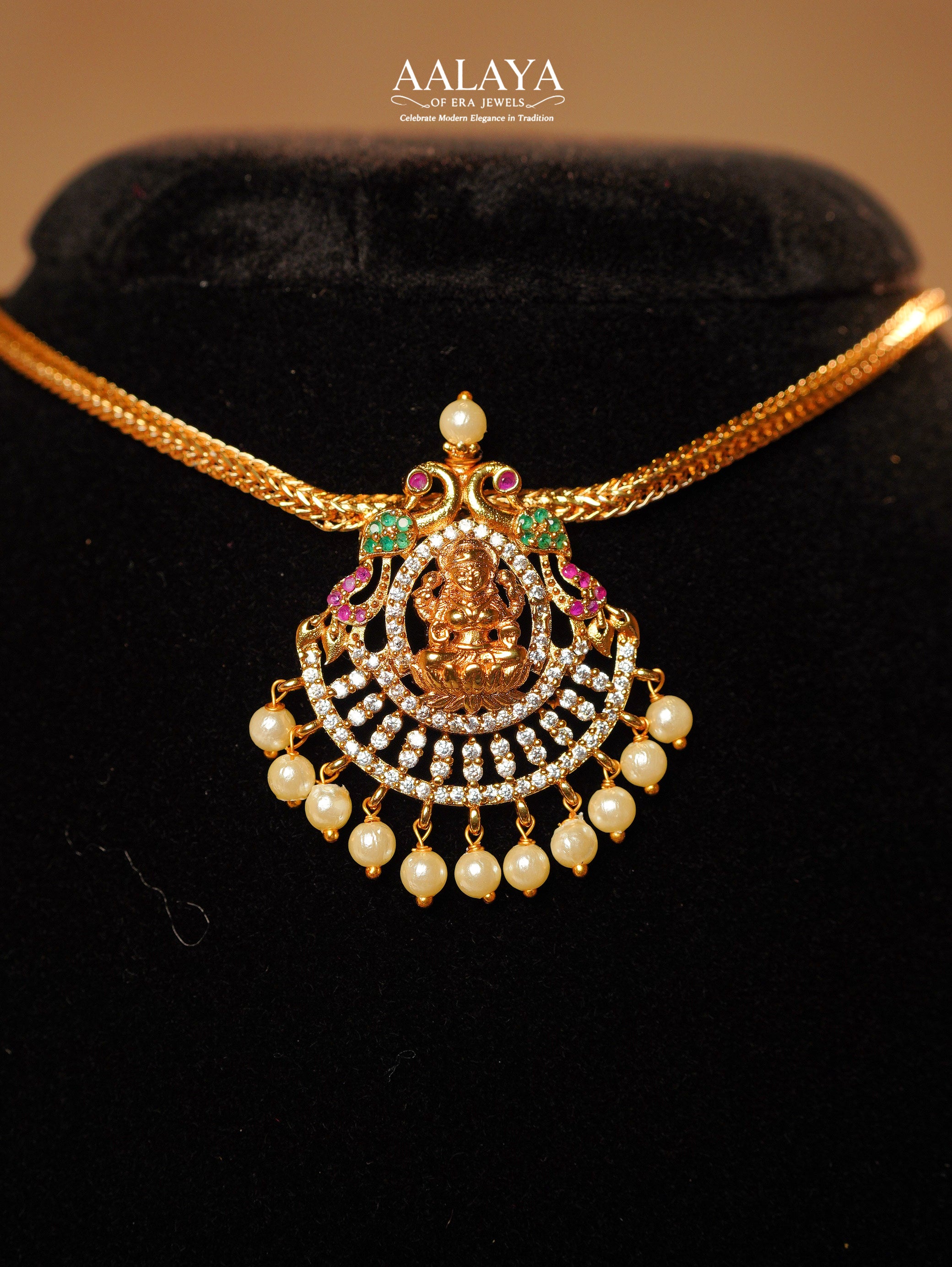 Lakshmi Peacock Pearl Pendant Choker Set