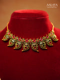 Aalaya Mango Kundan Emerald Ruby Gold Choker Set