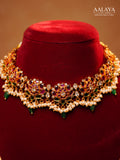 Aalaya Kundan Floral Pearl Lotus Gold Choker Set