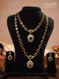 Regal Emerald Teardrop Haaram Set with Kundan Accents