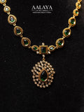 Regal Emerald Teardrop Haaram Set with Kundan Accents