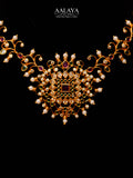 Aalaya Pearl & Floral Filigree Antique Gold Necklace Set
