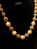 Aalaya Antique Gold Pearl Bead Mala Necklace