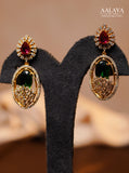 Aalaya Ruby Drop Ruby Emerald Oval Motif Necklace Set