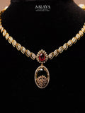 Aalaya Ruby Drop Ruby Emerald Oval Motif Necklace Set