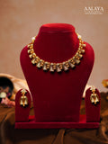 Aalaya Geometric Motif Antique Gold Choker Set