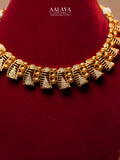 Aalaya Geometric Motif Antique Gold Choker Set