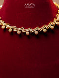 Aalaya Linear Crystal Drop Antique Gold Choker Set