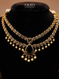 Aalaya Double Layered Polki Emerald Necklace Set