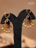 Aalaya Double Layered Polki Purple Pearl Necklace Set
