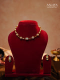 Aalaya Contemporary Sea Green Square Link Diamond Necklace Set