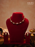 Aalaya Contemporary Pink Square Link Diamond-Finish Necklace Set