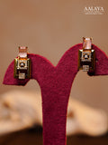 Aalaya Contemporary Pink Square Link Diamond-Finish Necklace Set