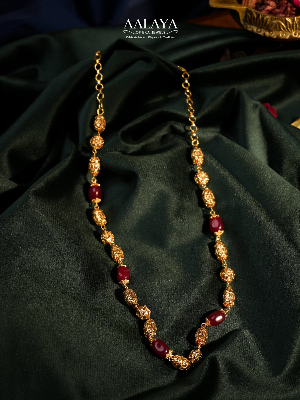 Aalaya Ruby Accent Heritage Beaded Necklace