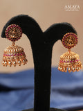 Aalaya Royal Lakshmi Temple Pendant Necklace Set with Statement Jhumkas