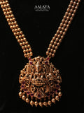 Aalaya Royal Lakshmi Temple Pendant Necklace Set with Statement Jhumkas