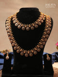 Aalaya Grand Temple Necklace Set with Lakshmi & Floral Coin Motifs