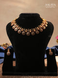 Aalaya Temple Choker Necklace Set with Lakshmi & Floral Coin Motifs
