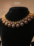 Aalaya Temple Choker Necklace Set with Lakshmi & Floral Coin Motifs