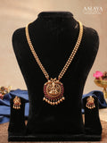 Aalaya Lakshmi Temple Pendant Necklace Set with Jhumka Earrings