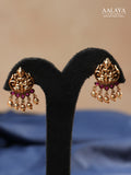 Aalaya Lakshmi Temple Pendant Necklace Set with Jhumka Earrings