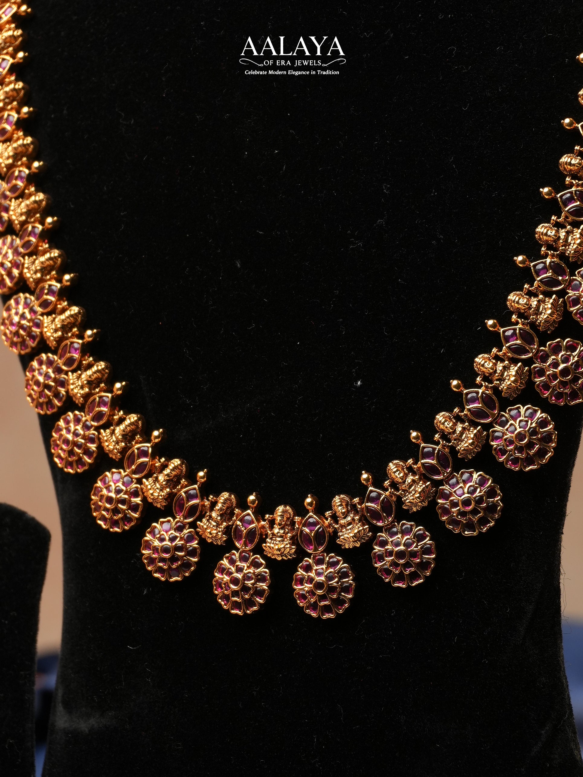 Aalaya Temple Choker Necklace Set with Lakshmi & Floral Coin Motifs