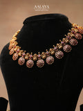Aalaya Temple Choker Necklace Set with Ruby Lakshmi & Floral Coin Motifs