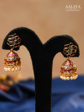 Aalaya Elegant Kundan Choker Necklace Set with Ruby, Emerald & Pearl Accents