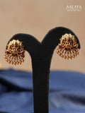 Aalaya Lakshmi Temple Pendant Necklace Set with Jhumka Earrings