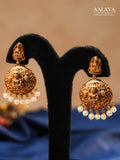 Aalaya Regal Kundan Necklace Set with Ruby Stones & Pearl Danglers