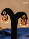 Aalaya Antique Temple Necklace Set with Lakshmi Medallion & Pearl Drops