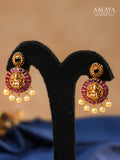 Aalaya Traditional Temple Necklace Set with Lakshmi Pendant & Coin Motif Detailing
