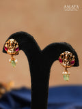 Aalaya Temple Beaded Choker Necklace Set with Lakshmi Motif & Emerald Drops