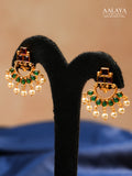 Aalaya Temple Beaded Necklace Set with Lakshmi Motif & Emerald Drops