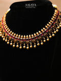 Aalaya Kundan Choker Necklace Set with Pearl Drops & Ruby Highlights