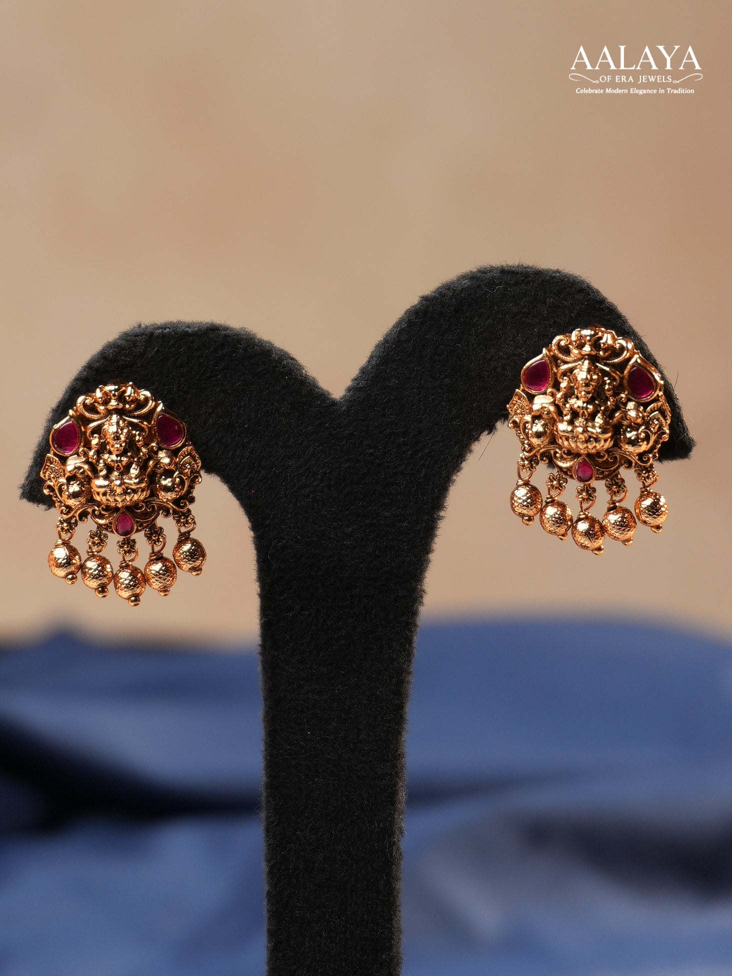 Aalaya Multi-Layer Beaded Temple Haram Set with Lakshmi Accents
