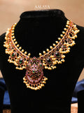 Aalaya Antique Kundan Necklace Set with Statement Pendant & Pearl Detailing
