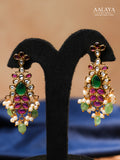 Aalaya Floral Kundan Choker Set with Emerald Drops