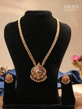 Aalaya Temple Ruby Emerald Pendant Haram Set