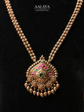 Aalaya Temple Ruby Emerald Pendant Haram Set